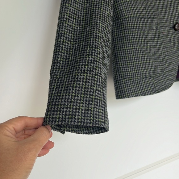 Wool blend blazer size EU38 grey green padded elbow NWOT pockets front lined - Picture 7 of 17